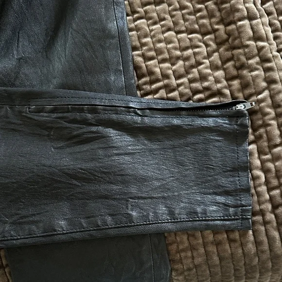 J Brand Jet Black lamb leather jeans pants size 28 see measurements